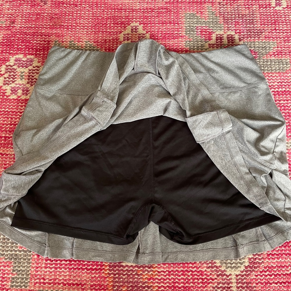 Gray pleated tennis skort